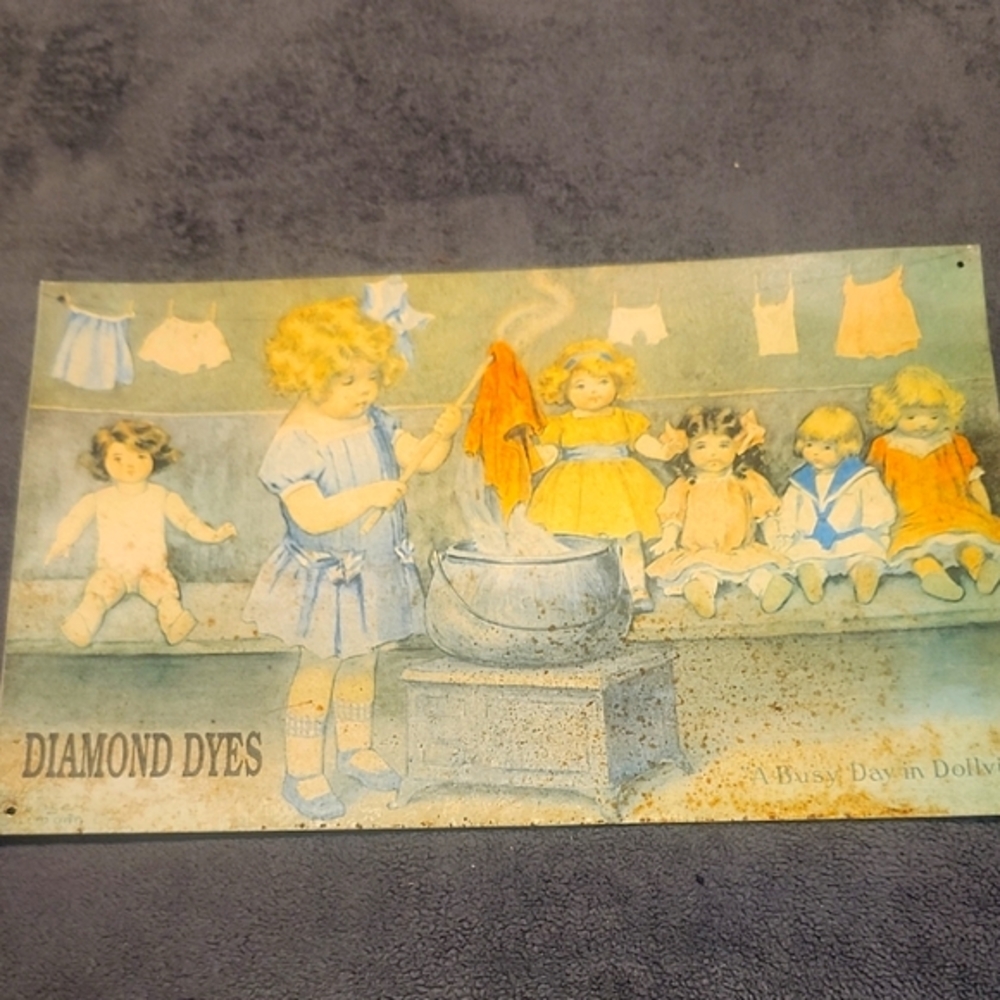 Vintage Diamond Dyes Tin Sign